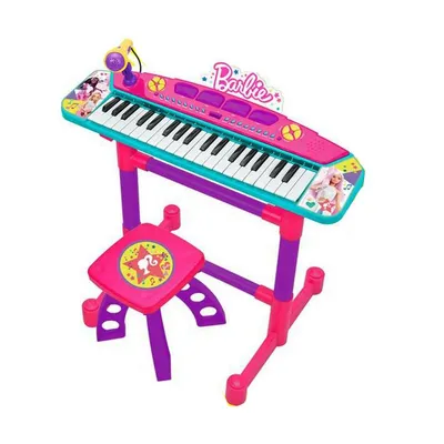 Immagine prodotto di Tastiera con microfono e sedia per bambini - tema Barbie