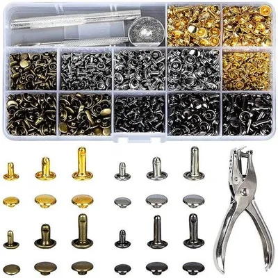 Produktbild von Ein Set mehr als 480 Installationstools, doppelköpfige Metallnägel, Riemenaccessoires, dekorative Metallnägel und Handwerkzeug.
