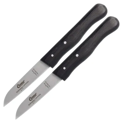 Produktbild von 2 Küchenmesser gerade rostfrei klein Holzgriff Buche schwarz scharf Obst Gemüse