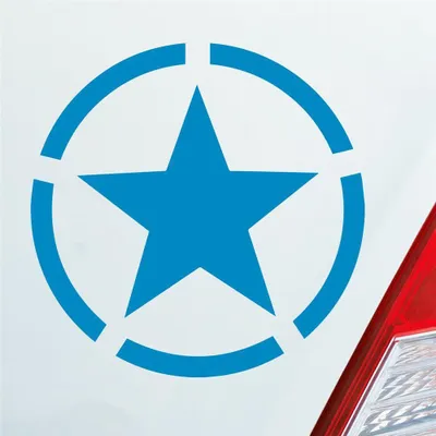 Produktbild von Auto Aufkleber Army Stern Star USA Amerika Militär Armee 10x10 cm Hellblau Sticker Heckscheibenaufkleber