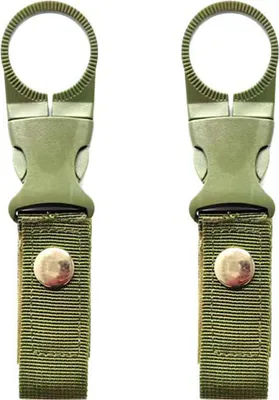 Produktbild von 2 Stück Wasserkocher-Hängeschnallen, Wasserflaschen-Ringhalter, verschleißfest, stark belastbar, für Outdoor-Camping, Wasserflaschen-Clips, Armeegrün