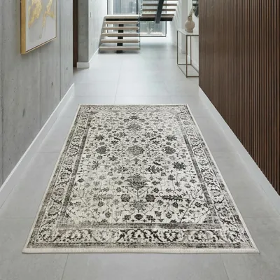 Immagine prodotto di Tappeto orientale con motivi floreali e decorazioni, colore crema - 80 x 150 cm
