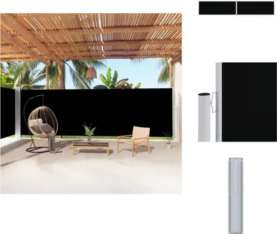 Obrázek produktu pro vidaXL Boční výsuvná markýza černá 200x1000 cm - Slunečníky a slunečníky
