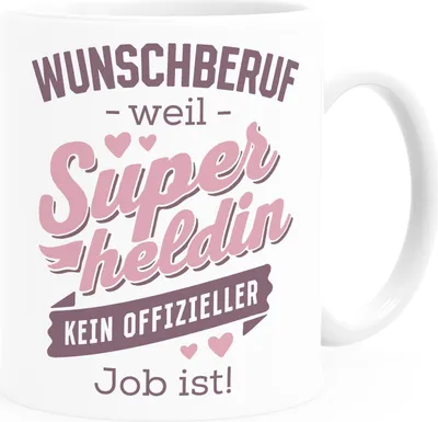 Produktbild von Kaffee-Tasse [Beruf] weil Superheld kein offizieller Job ist personalisiert mit Namen kleine Geschenke SpecialMe® Personalisiert weiß-rosa Keramik-Tasse