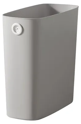 Image de Elzusha - Poubelle en plastique gris, avec couvercle ouvert, idéale pour la salle de bain et le bureau