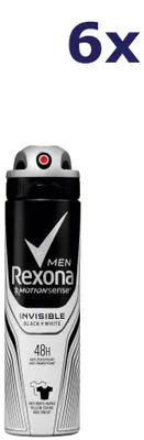 Produktbild von 6x Rexona Deodorant spray men invisible black & white 150ml