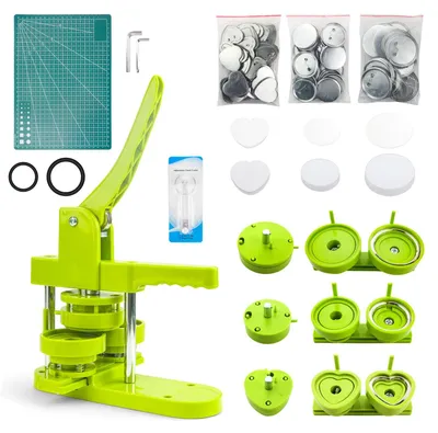 Knopfmaschine, 3-in-1, mit 60 Knopfteilen, Kreisschneider, Schneidematte