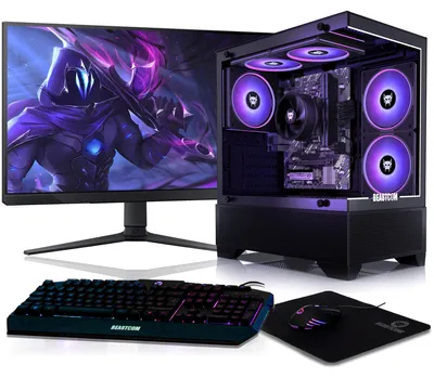 Produktbild von BEASTCOM Q3 | Essential Gaming PC | Komplett-Set | AMD Ryzen 5 6X4,20 GHz | 4K Vega 6-Kern Grafik | 16GB RAM | 512GB SSD | Monitor LED 24" + Tastatur + Maus + Mauspad | WiFi | Windows 11 Pro