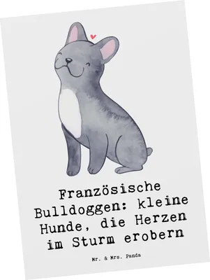 Produktbild von Mr. & Mrs. Panda Grußkarte Französische Bulldogge - Weiß - Geschenk, Zuhause, kleine Hunde, Hunderassen Charakter, Magie, Postkarten, Ansichtskarten, Begleiter, Postkarte