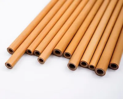 Produktbild von Bambus Strohhalme 10er Set wiederverwendbar Trinkhalme 20 cm Naturprodukt