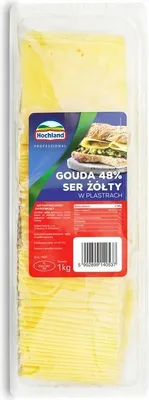 Zdjęcie produktu dla Hochland. Ser gouda 48% Ser żółty w plastrach. Ser podpuszczkowy dojrzewający 1 kg