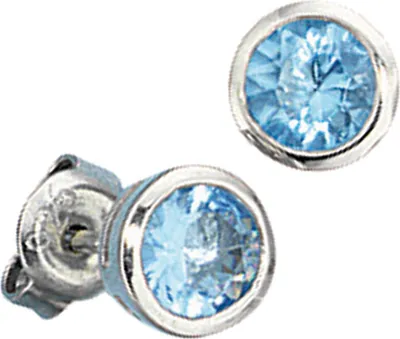 Produktbild von JOBO Ohrstecker 925 Sterling Silber rhodiniert 2 Zirkonia blau Ohrringe