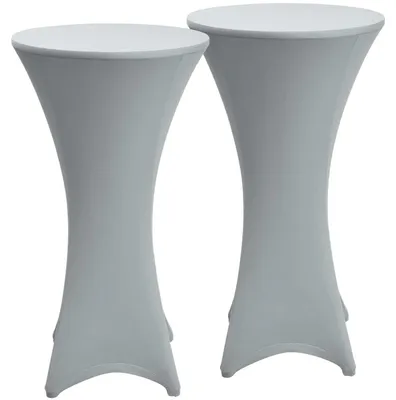 Image de Beautissu Table haute extensible Table de bistrot Husse, Ø80cm, gris, lot de 2