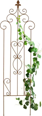 Image de Treillis Relaxdays, métal, style vintage, H x l : 116 x 35 cm, support pour plantes grimpantes, à enfoncer dans le sol, treillis, marron
