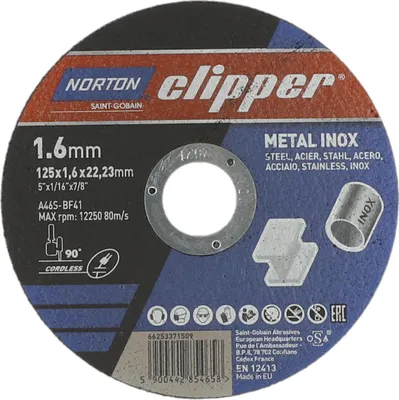 Image de Disque à tronçonner D125x1,6mm type 41 métal-inox alésage 22,23 mm