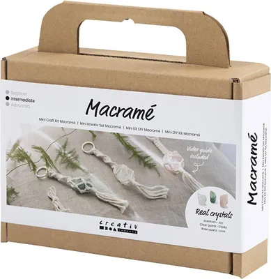 Obrázek produktu pro Řemeslná sada macramé na 3 přívěsky na klíče včetně materiálu a návodu