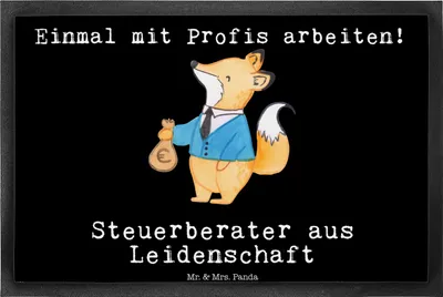 Produktbild von Mr. & Mrs. Panda Schmutzmatte Steuerberater Leidenschaft 40 x 60 cm - Schwarz - Geschenk, Bodenvorleger, Gummimatte, Schmutzfangmatte, Fussmatte, fußmatte