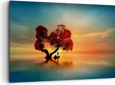 Produktbild von Bild auf Leinwand - Leinwandbild - See Natur Nacht - 120x80cm - Wand Bild - Wanddeko - Wandbilder - Leinwanddruck - Bilder - Kunstdruck - Wanddekoration - Leinwand bilder - Wandkunst - AA120x80-3458