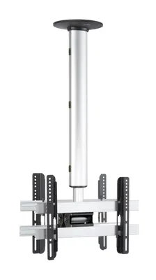 Zdjęcie produktu dla Uniwersalny wspornik sufitowy TV dla 2x telewizorów | 26-40 cali do 50 kg | do VESA do 400x300 | Regulacja wysokości 74-130 cm | Wspornik TV 360 stopni obrotowy i 15 stopni przechylny | Uchwyt na telewizor - CM3