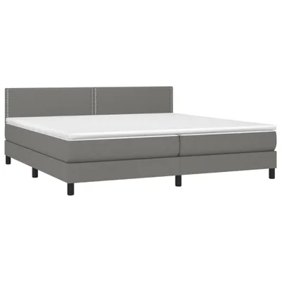 Image de vidaXL Lit boxspring avec matelas gris foncé 200x200 cm Tissu
