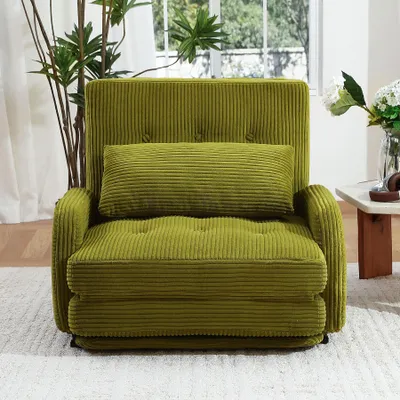 Produktbild von Bodenhohes Sofa,- mit Schlaffunktion, erhältlich in verschiedenen Farben, moderner Cordstoff, Grasgrün