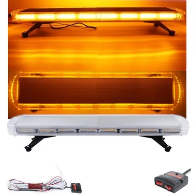 Produktbild von Leistungsstarke 98 cm LED-Notwarnleuchte (Blitz-Bake / Signalhaube), LED-Lichtbalken, 12–24 V, mit 16 Betriebsarten, gelb, für P