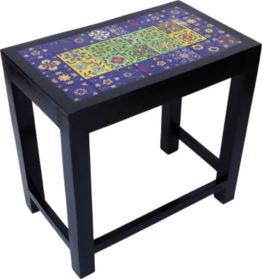 Produktbild von Kleiner Tisch mit Fliesenmosaik - 47 cm, Blau, Holz,Keramik, Kaffeetische & Bodentische