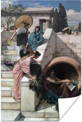 Produktbild von MuchoWow® Poster Diogenes - Gemälde von John William Waterhouse 120x180 cm - Kunstposter