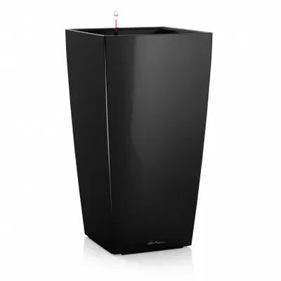 Produktbild von LECHUZA-Pflanzgefäß CUBICO Premium 40 Schwarz Hochglanz | Pflanzgefäß mit Bewässerungssystem | Hochglanz-Oberfläche | 39,5 x 39,5 x 75,5 cm | 18196