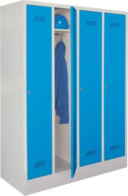 Produktbild von Spindschrank m. Sockel - Höhe 185 cm - 4 Abteile a 30 cm - Zylinderschloss - reinorange/tiefschwarz