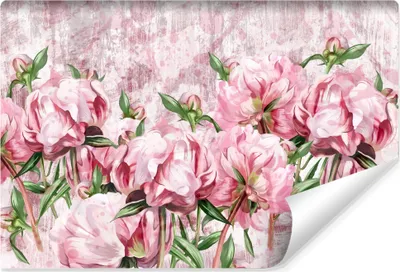 Produktbild von Muralo Vlies Selbstklebende Fototapete PFINGSTROSEN Blumen Blätter Beton Abstraktion Br. 90cm x Hö. 60cm