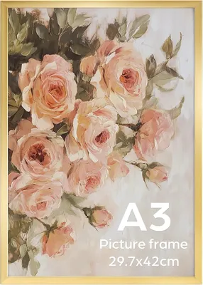 Zdjęcie produktu dla Ramka do zdjęć A3, złoty, 29,7 x 42 cm, na plakaty, montaż ścienny