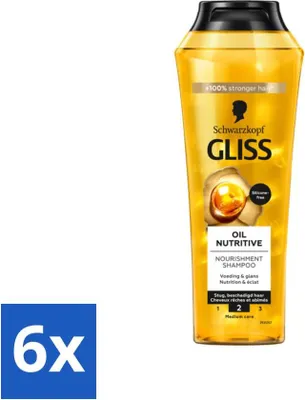 Produktbild von Gliss Shampoo – Oil Nutritive – Für nährendes und seidiges Haar – 250 ml - Vorteilspack - 6 Stücke