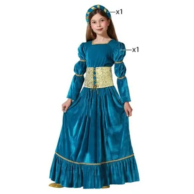 Immagine prodotto di Costume da regina medievale blu per bambine - 10-12 anni