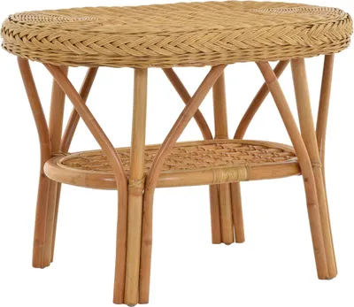 Produktbild von KRINES HOME Rattan-Tisch / Ovaler Beistelltisch / Couchtisch Rattantisch Ablage (Oval - Honig)