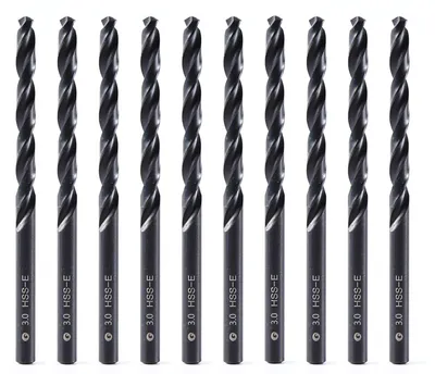 Imagen del producto de Broca helicoidal de 3 mm, acero de cobalto M35, 10 unidades, para perforación de metales
