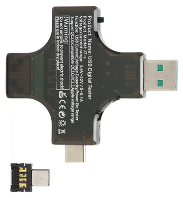 Obrázok produktu pre Tester napätia a prúdu USB-C s LCD displejom, vysoko presný tester USB typu C a Micro USB s farebným displejom, 3,6–32 V, 0–5,1 A