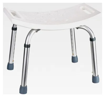 Produktbild von Eckiger Duschhocker - Höhenverstellbarer Duschsitz, weißer Bad Hocker für Senioren - Badezimmerstuhl für die Dusche (rechteckig)