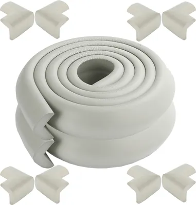 Image de CANDeal 4 mètres de protection des bords en forme de L et 8 x kit de protection des coins, mousse haute densité premium bébé outil ménager de protection pour table, banc et autres meubles de maison - Gris