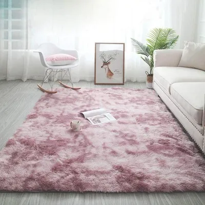 Produktbild von Flauschiger Wohnzimmerteppich 160 x 230 cm, flauschig, rosa, weich, aus Polypropylenfaser, rutschfest, auch als Schlafzimmerteppich geeignet