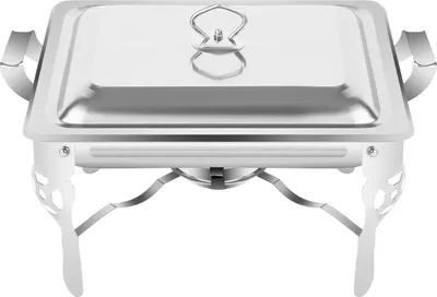 Image de Chafing Dish - Réchaud de buffet - 6 L - Acier inoxydable - Avec couvercle et poignées - Pour traiteur/mariage/restaurant - Argent