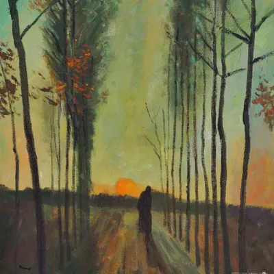 Produktbild von Vincent Van Gogh Kunstdruck Bild - Pappelallee Bei Sonnenuntergang, 1884 (40 x 40 cm)