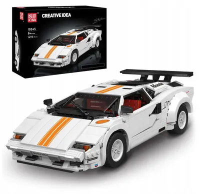 Immagine prodotto di Mould King 10045 supercar 1:14 in mattoncini da costruzione, 1495 pezzi – auto sportiva da montare, porte a forbice, modellino bianco e arancione