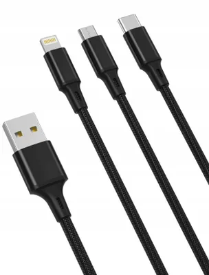 Obrázok produktu pre Cablu USB XO 3v1 USB-C / Lightning / Micro 2,4A 1,2 m (negru)