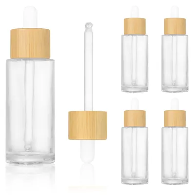 Produktbild von Set aus 5 Glasflaschen à 50 ml mit Bambusverschluss