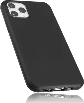 A black iPhone case shown from a diagonal angle.