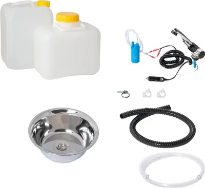 Image de Mini-cuisine Cuisine de camping Bloc cuisine Kit technique Évier rond 24CM HYMER T5