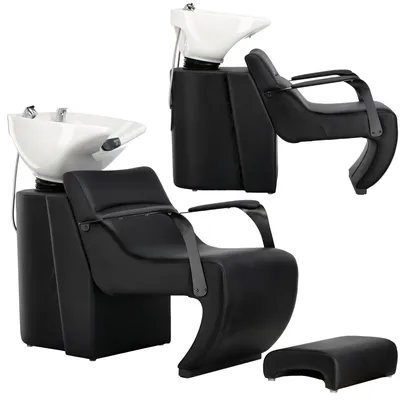 Productafbeelding van Kappers- & Barbierswasunit Nina met verstelbare keramische waskom, kraan en handdouche voor salons