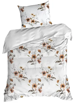 Zdjęcie produktu dla EUROFIRANY | Komplet pościeli – pościel – 140 x 200 cm – biały – różowy – 100% bawełna – poszewka na poduszkę – w kwiaty