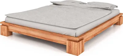 Produktbild von Bett Tinci 3 niedrige Höhe 140x200 Kernbuche massiv ohne Holzkopfteil
